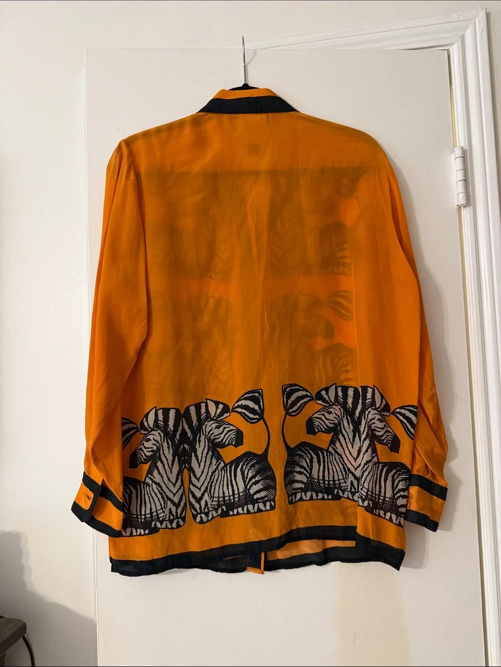 FARM Rio Orange Black Zebra Panel Button-Down Shirt